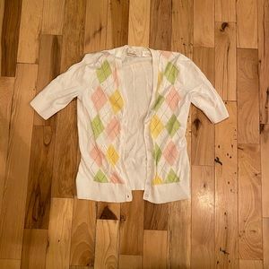 Button-Up Argyle Cardigan